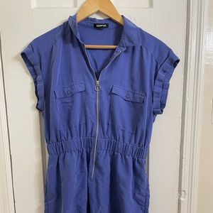 Express Solid Blue Casual Dress